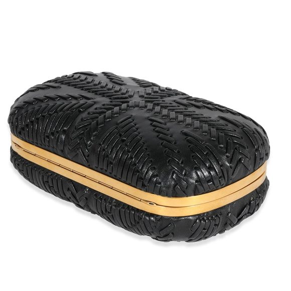 Alexander McQueen Black Woven Leather Brittania Skull Box Clutch - Picture 7 of 7